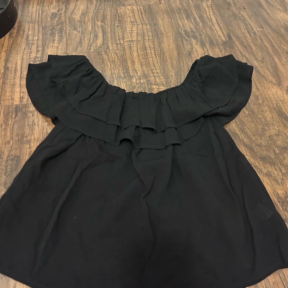 Elegant Black Ruffle Women's Top